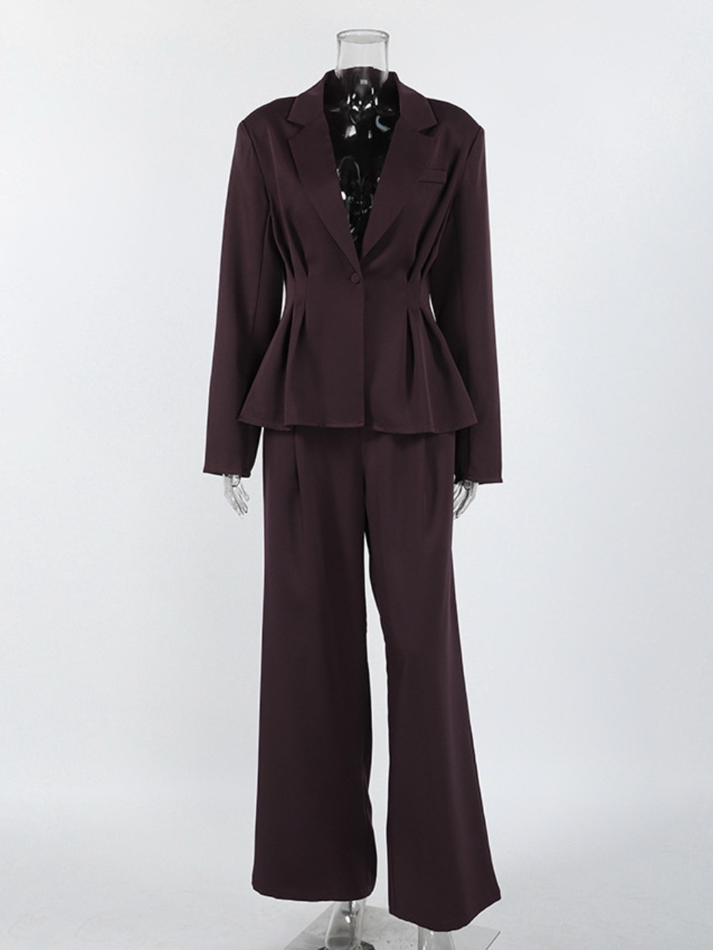 One-Button Blazer and Wide-Leg Pants Set - Picture 6 of 16